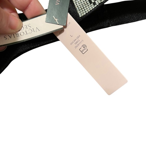 Victoria’s Secret Rhinestone Strap Brazilian Bikini Bottom Black L - Picture 14 of 14